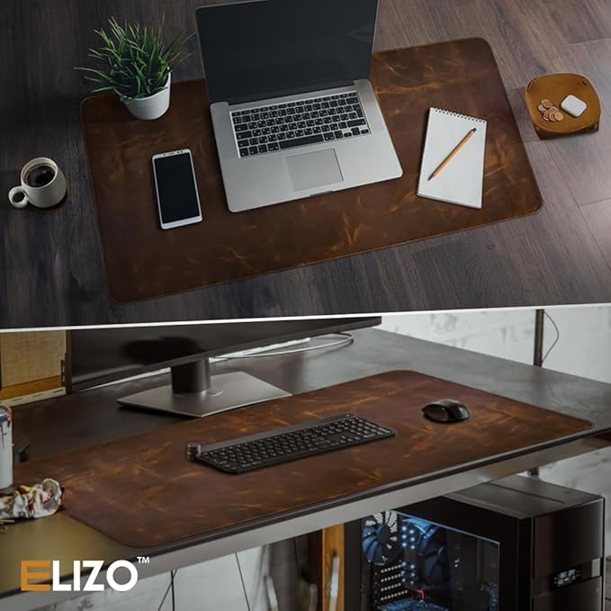 Elizo Real Leather Desk Mat Set Large Desk Cover Desk Blotter Protector - Image 4