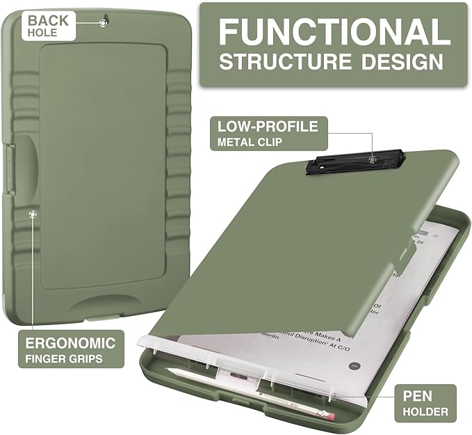 Sooez Clipboard with Storage, High Capacity Nursing Clipboard with Pen Holder - Image 2