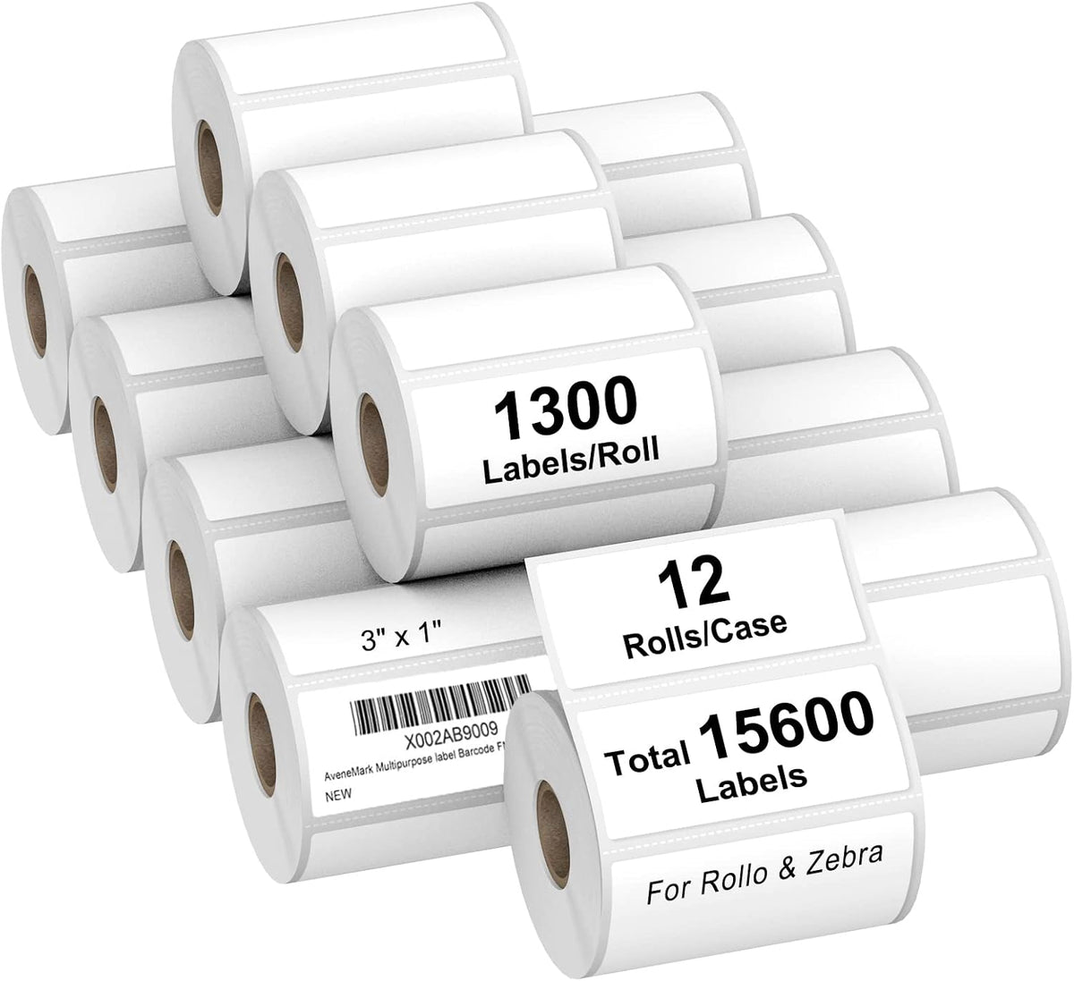 AveneMark 12 Rolls 3" x 1" Direct Thermal Labels