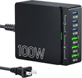 USB C Charger Block Charging Station: 100W 6 Port GaN Fast Charging Brick Hub by Gakezi