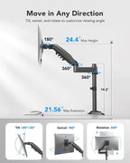 HUANUO Single Monitor Arm for 13-32 inch Screens, Holds 19.8lb, Adjustable - Image 4