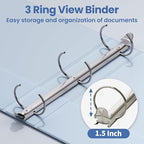 SUNEE 3 Ring Binder 1.5 Inch 1 Pack, Haze Blue - Image 3