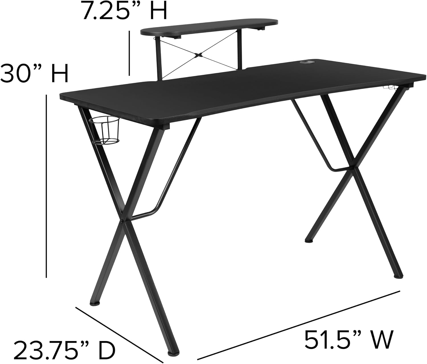 Flash Furniture Optis Black Gaming Desk and Black Footrest Reclining Gaming Chair Set with Cup Holder, Headphone Hook, and Monitor/Smartphone Stand | Cup Holder, Headphone Hook, Monitor/Smartphone Stand