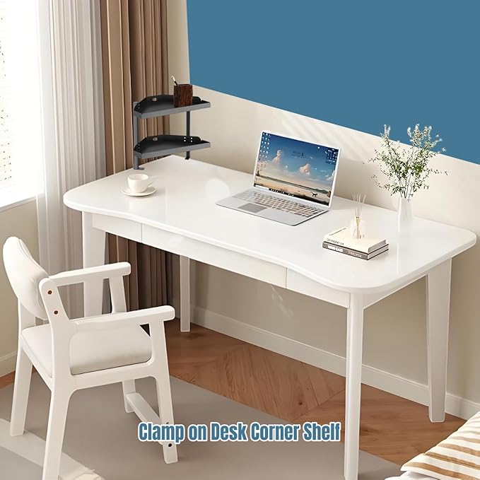 Yuxh Clamp On Desk Corner Shelf 2 Tier Cilp Under Table Corner Organizer - Image 5