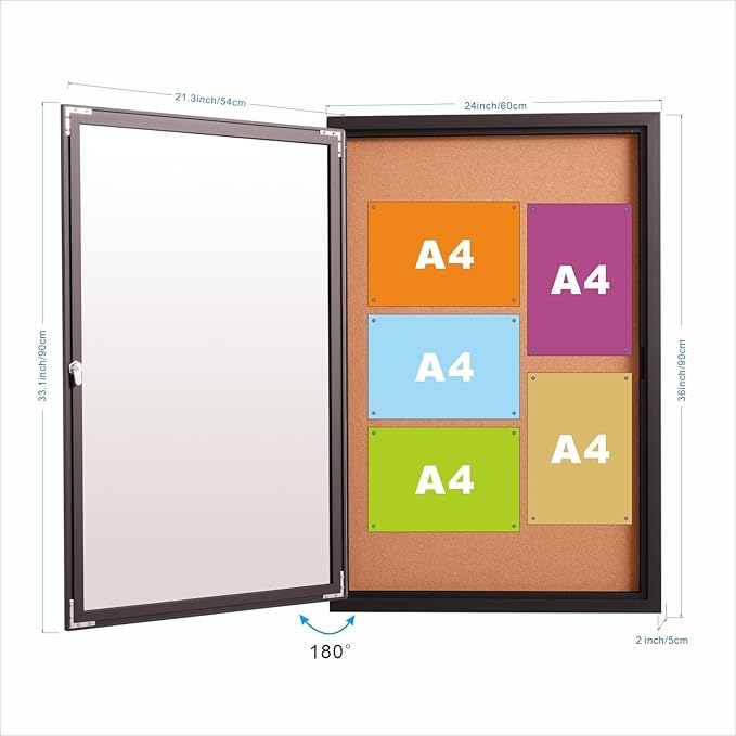 36x24 Inch Lockable Enclosed Bulletin Board, Weather-Resistant Outdoor - Image 2