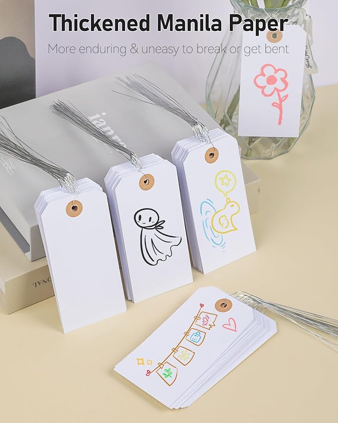 Uniclife 100 Pcs Manila Tags White Blank Shipping Tags - Image 3