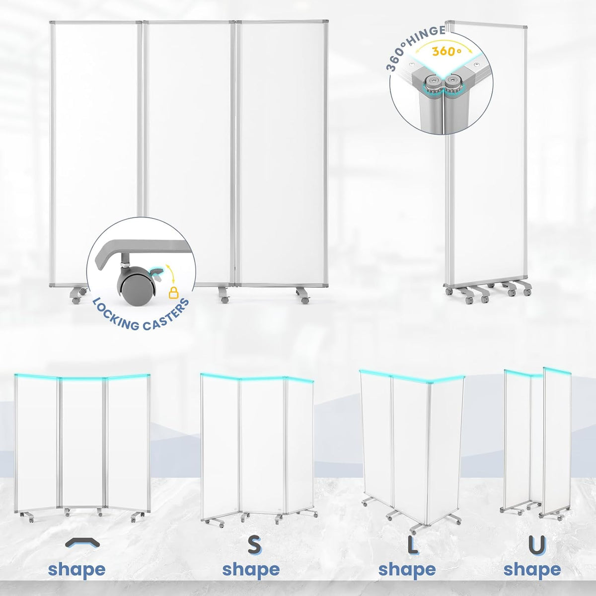 MAKELLO Office Partition 71"x71", Cubicle Room Divider on Wheel, Wh...