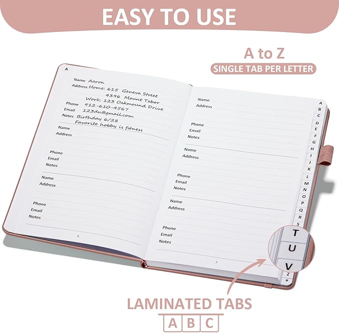 Comkiso Address Book with Individual Alphabetical Tabs Laminated, Large Print - Image 2