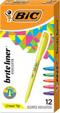 BIC Brite Liner Highlighters, Chisel Tip, 12-Count Pack of Highlighters by BIC