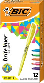 BIC Brite Liner Highlighters, Chisel Tip, 12-Count Pack of Highlighters by BIC
