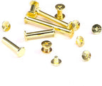 Hilitchi 120-Sets M5 x 5/10 / 15/25 / 35/45 Brass Plated Phillips Chicago Screw Posts Binding Screws Assortment Kit for Scrapbook Photo Albums Binding, Leather Repair - Gold