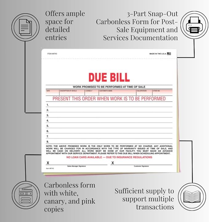 Vehicle Due Bill Form - Image 2
