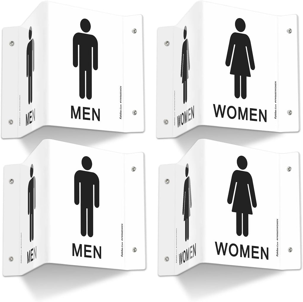 Faittoo Restroom Sign, Bathroom Signs, 4 Pack 6 x 8 Inches Acrylic Sign