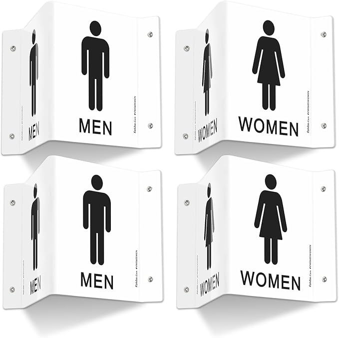 Faittoo Restroom Sign, Bathroom Signs, 4 Pack 6 x 8 Inches Acrylic Sign by Faittoo