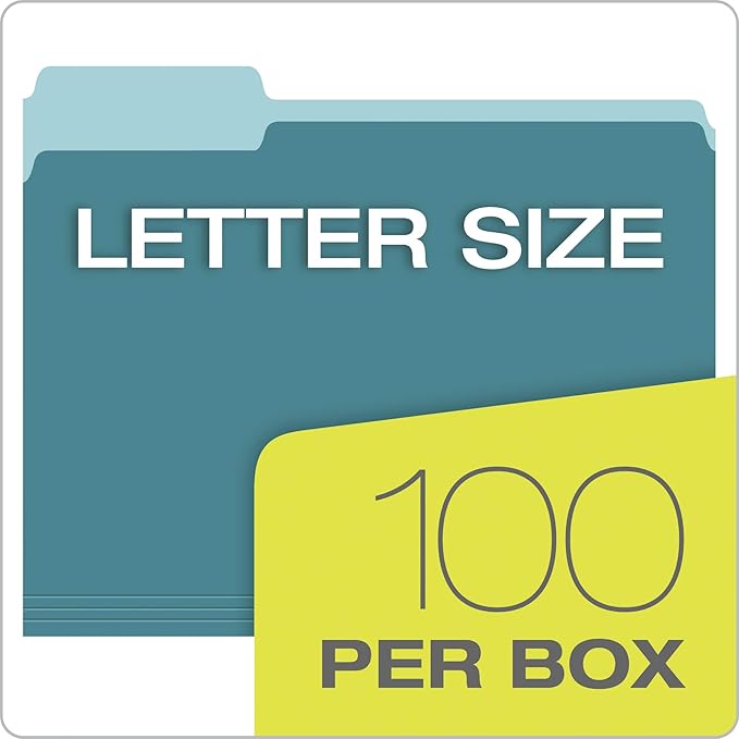 Pendaflex Two Tone Color File Folders, Letter Size, 1/3-Cut Tabs, 5 Color - Image 5