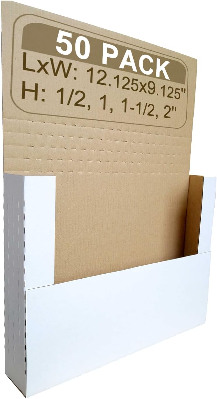 book shipping mailers, 12-1/8×9-1/8×2", height-adjustable, main product view