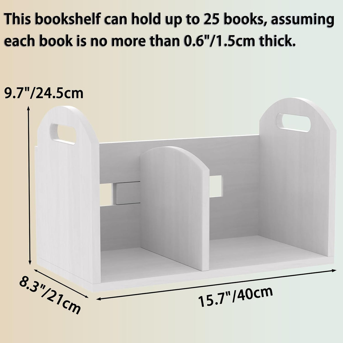Wood Desktop Bookshelf, Upright Tabletop Book Shelf With Adjustable Divider S...