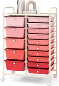COSTWAY 15 Drawers Storage Cart, Mobile Tools Scrapbook Paper Organizer Cart by COSTWAY