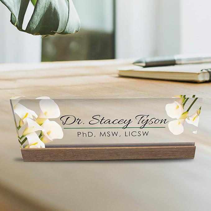 Artblox Personalized Office Desk Name Plate and Business Card Holder | Clear - Image 7