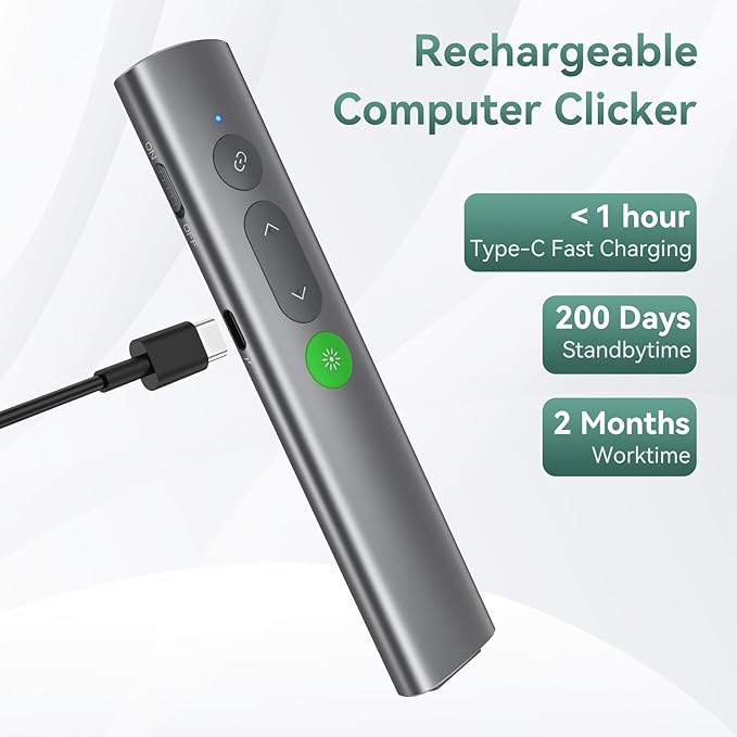 Wireless Presentation Clicker PowerPoint Remote: USB C A Presenter PPT Power - Image 7