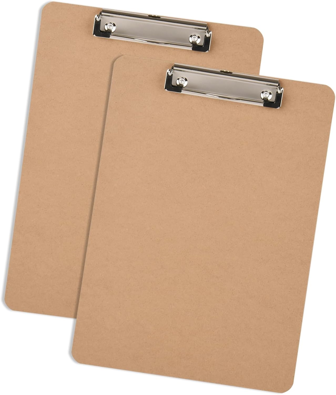 2 Pack Hardboard Office Clipboard, Letter-Size Clipboard with Low Profile Clip, Classic Clip Boards, 9" x 12.5" Wood Clipboards for Office, School, Hospital Supplies, Brown