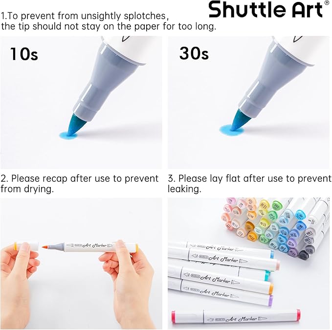 Shuttle Art Pastel Alcohol Markers Brush tip, Dual Tip Brush & Fine Tip Art - Image 9