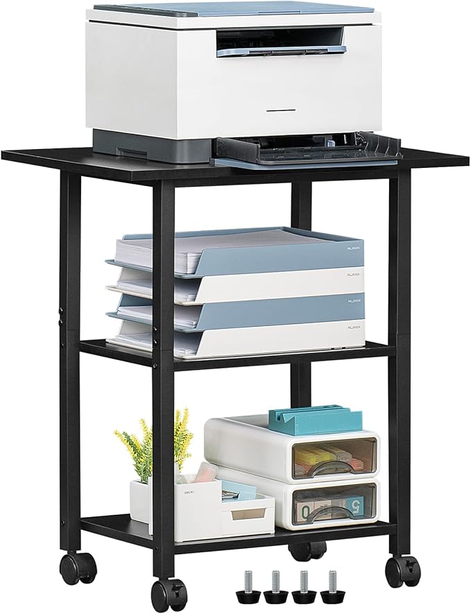 Lerliuo 3-Tier Printer Stand, Industrial Mobile Printer Table by Lerliuo
