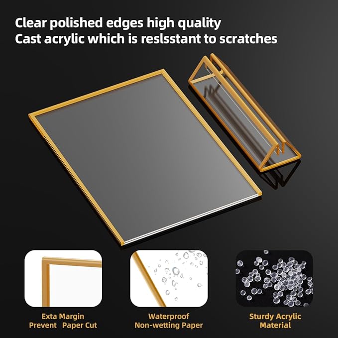 PPH-Sisy Acrylic Sign Holder 8.5X11 Gold Picture Frame Double Sided Acrylic - Image 3