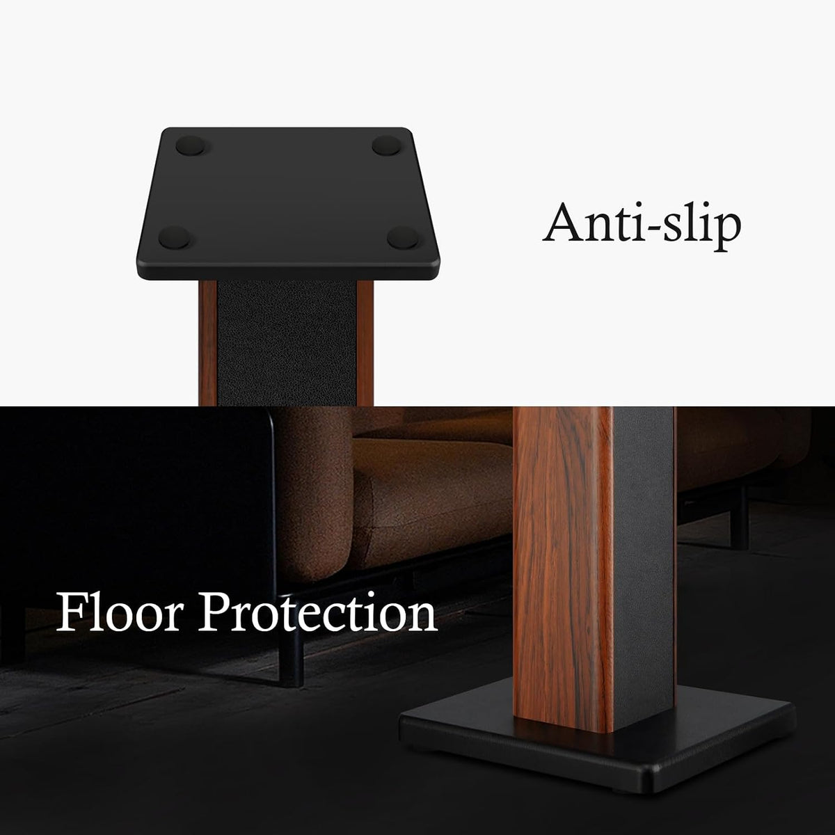 Elimavi 22.64" Universal Floor Speaker Stands, 150 lb Capacity, Brown