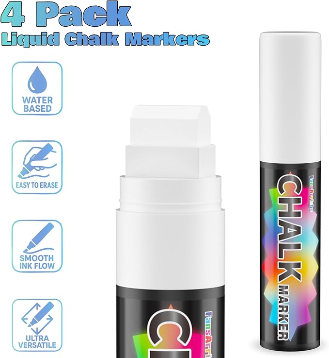 FansArriche White Chalk Markers, 15mm Jumbo Car Window Markers - Image 2