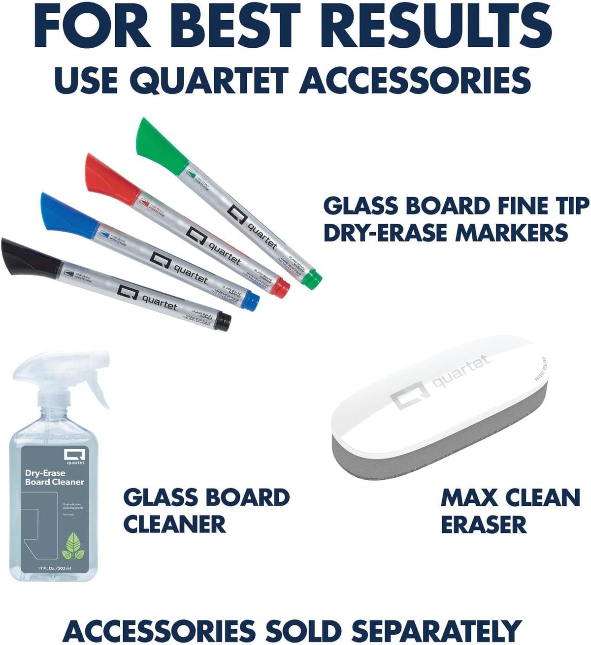 Quartet Glass Dry Erase White Board 18"W x 6"H, Compact Desktop Whi...