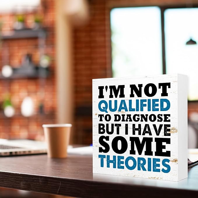 WUZYOU I'm Not Qualified To Diagnose Wood Block Sign Desk Decor, Inspirational - Image 3