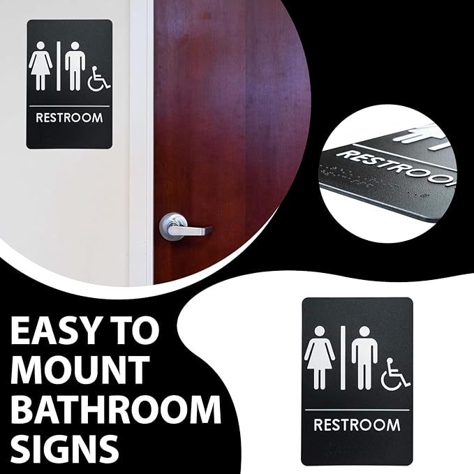 USA Made - Men's and Women's Restroom Signs ADA-Compliant Bathroom Door Signs - Image 3