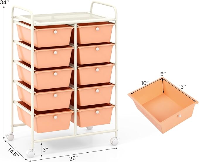 GLACER 10 Drawer Rolling Cart, Storage Cart - Image 3