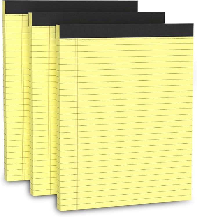 Legal Pads 8.5 x 11, 3 Pack Yellow Note Pads 8.5 x 11 Writing Pads Perforated by Unknown