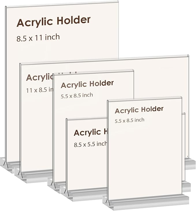 newnewshow Acrylic Sign Holder 5.5x8.5 Inch 3 Pack Vertical T Shape - Image 5