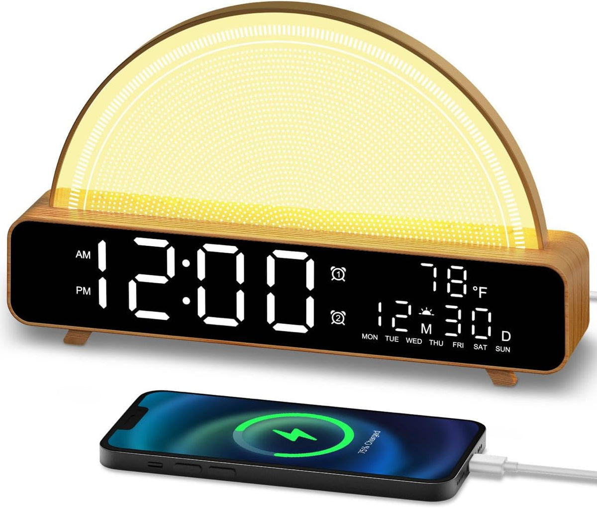 haodingmai sunrise alarm clock wake up light with, main product view