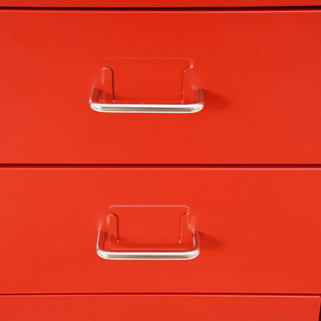 4 Drawer File Cabinet with Lock,Metal Office Filing Cabinets for Home Office,Metal Vertical File Storage Cabinet with Wheels,Storage A4/Letter/Legal (Red)