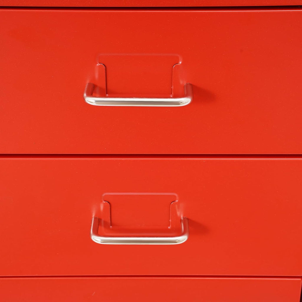 4 Drawer File Cabinet with Lock,Metal Office Filing Cabinets for Home Office,Metal Vertical File Storage Cabinet with Wheels,Storage A4/Letter/Legal (Red)