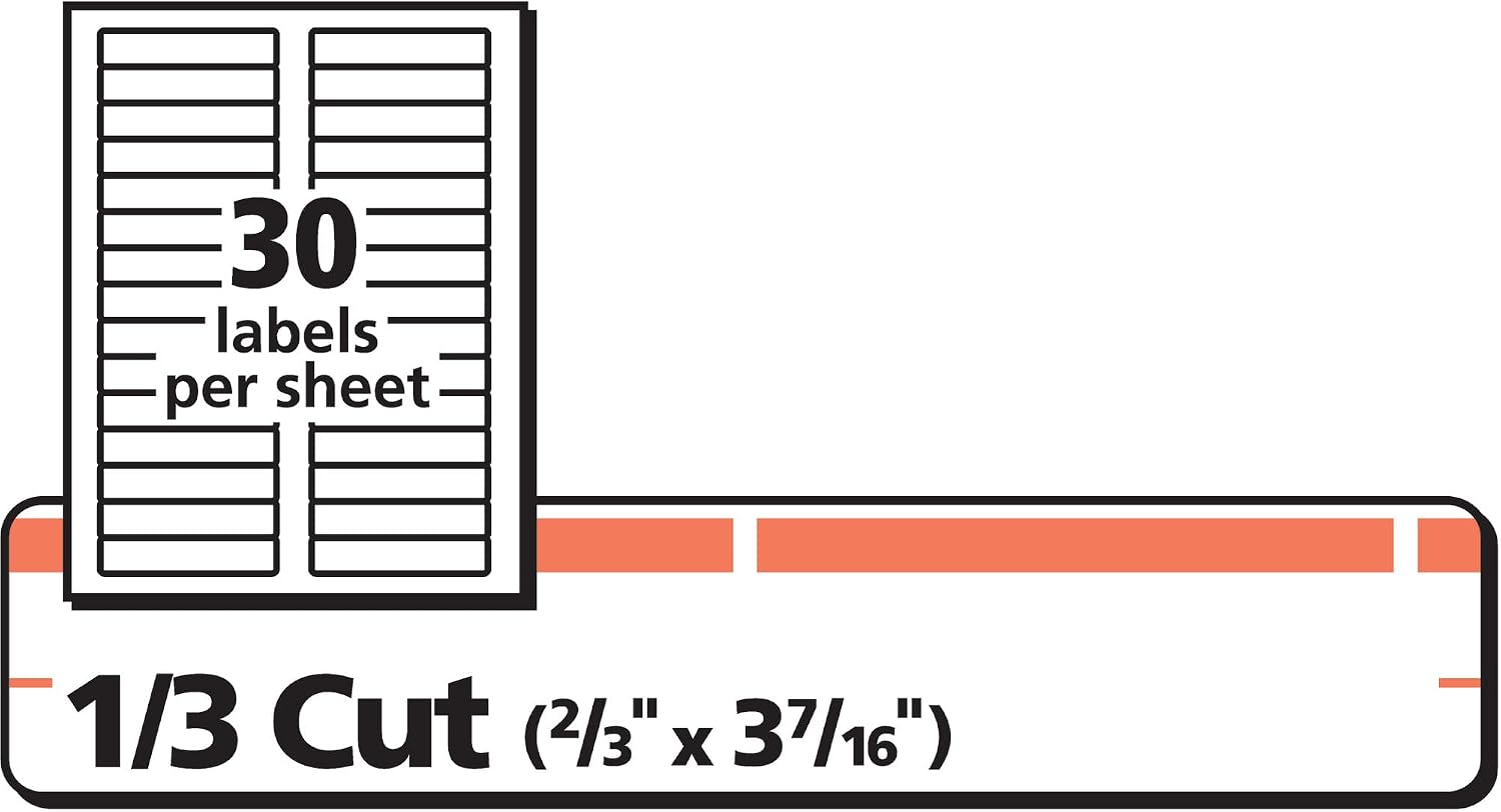 Avery® TrueBlock® File Folder Labels, 2/3" x 3-7/16", 750 Printable Labels, White/Orange, Permanent (5166)