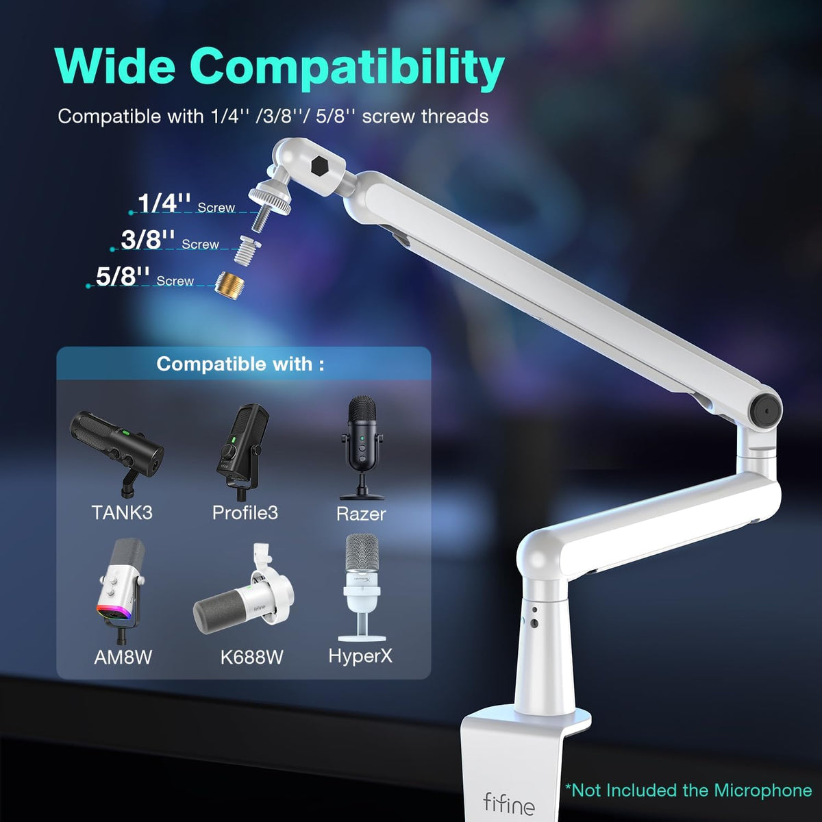FIFINE BM88W Low Profile Mic Boom Arm for Podcast Recording Streaming