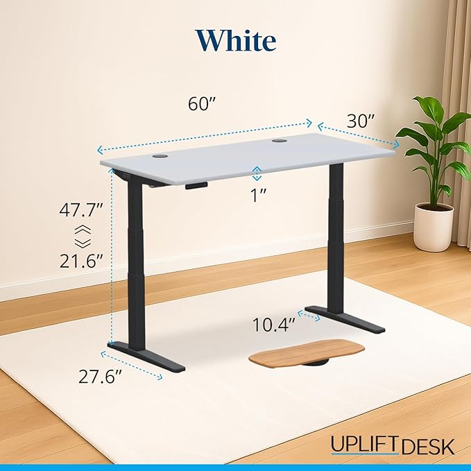 UPLIFTDESK V3 2-Leg White Laminate Wood Standing Desk – Adjustable Height - Image 2