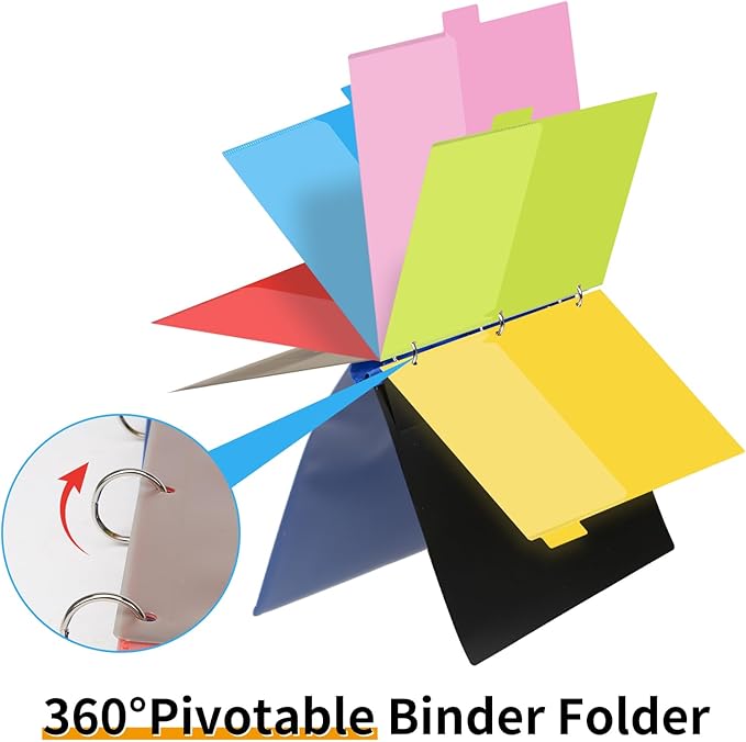 Tashkummy 360° Pivotable Project Organizer Binder, 2 Pack Upgraded 3 Ring Binder - Image 4