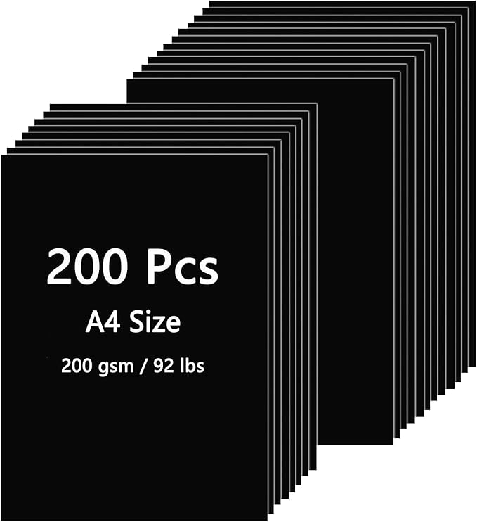 QTLCOHD 200 Sheets Black Cardstock, 8.5 x 11 Inch, 92 lb Construction Paper Bulk by WelcomeToQTLCOHD