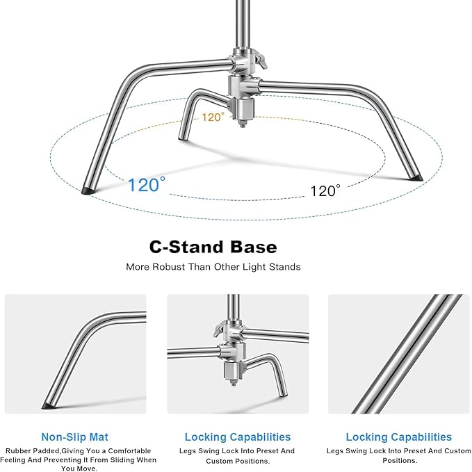 Soonpho Adjustable 10ft/3.3m Heavy Duty Light Stand - Image 3