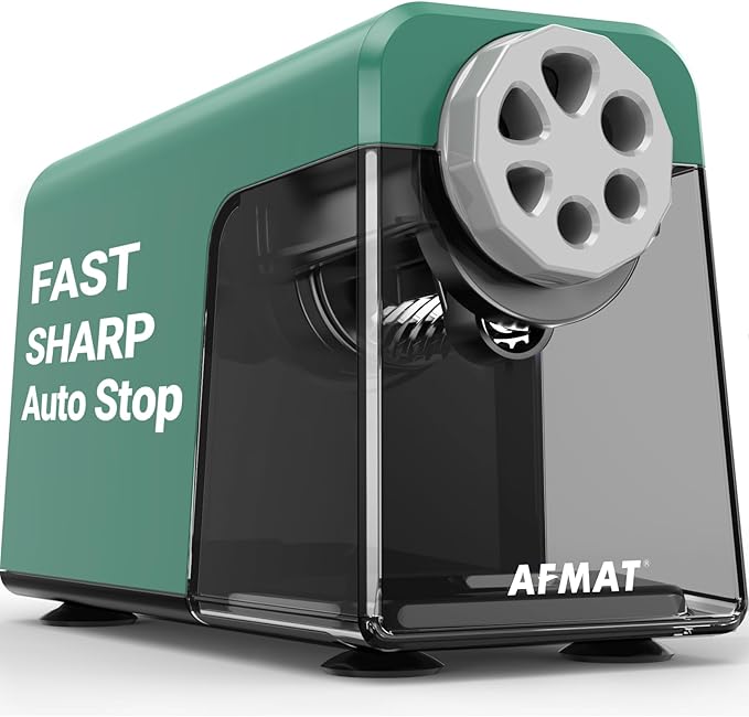 AFMAT Heavy Duty Electric Pencil Sharpener, 6 Holes, Auto Stop Pencil Sharpeners by AFMAT