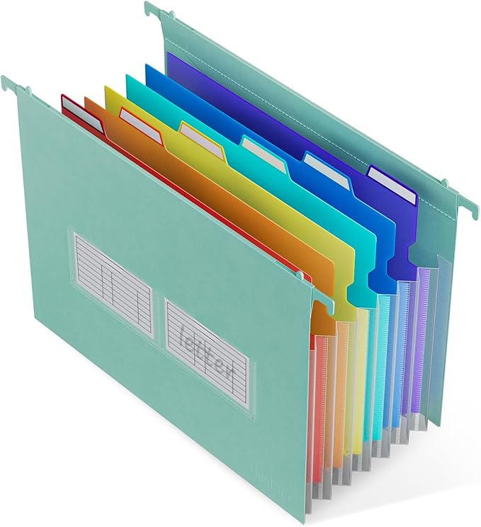 ThinkTex Plastic Expanding Hanging File Folders, 7 Innovative 1.2" Accordion by ThinkTex