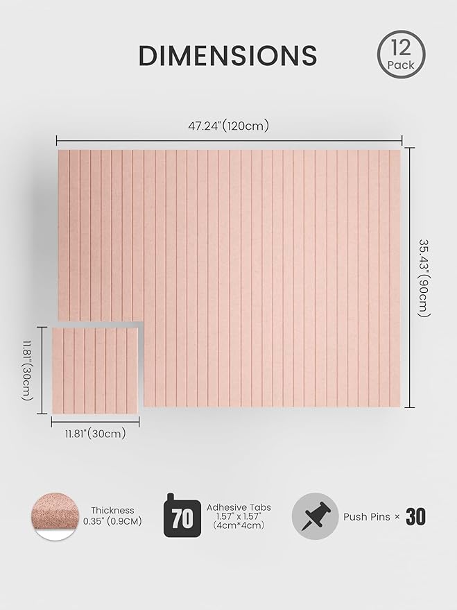 Bumusty Large Cork Board Alternative-47 x35 Felt Bulletin Board Tiles, - Image 2
