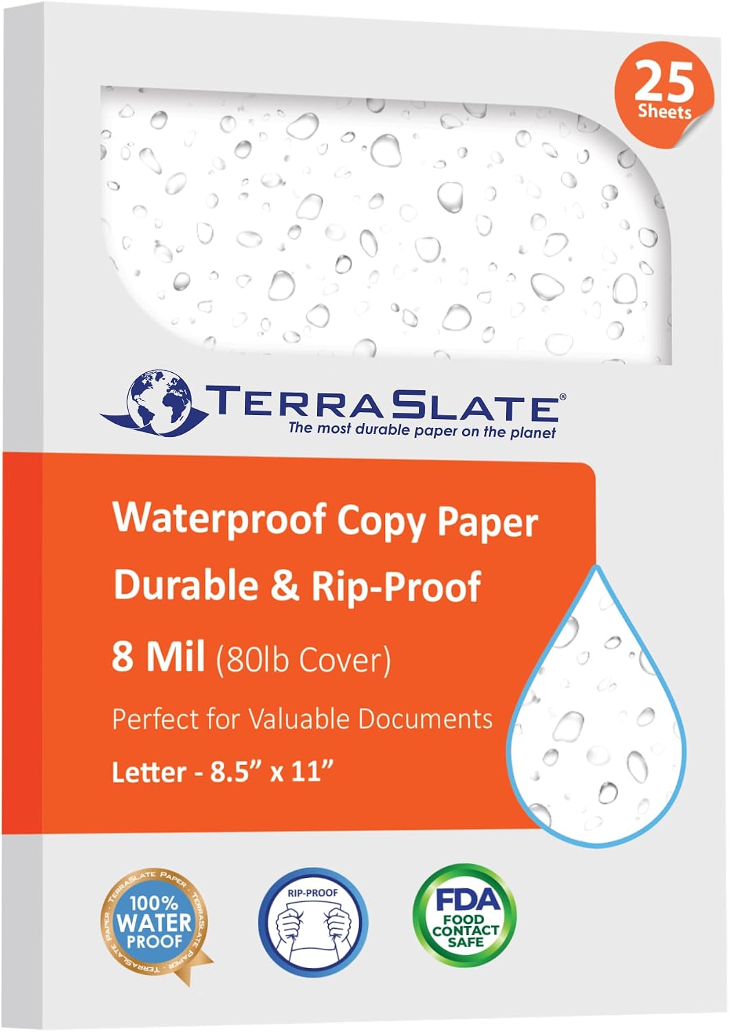 terraslate premium waterproof printer paper, 8 mil 8.5", main product view