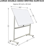 Max-officoo 60"x40" Mobile Whiteboard Double-Sided Magnetic Large Dry Erase - Image 5